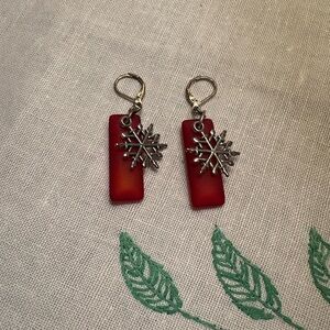 Red Snowflake Earrings